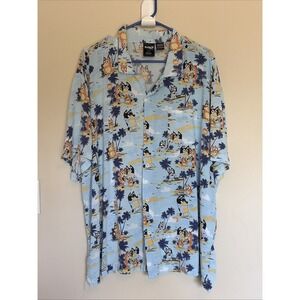 Bluey Bingo Allover Hawaiian Tropical Birthday Party Button Down Shirt Mens 3XL